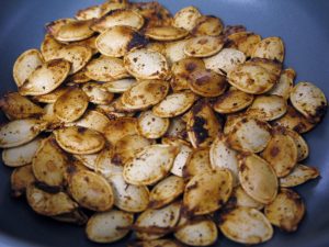 Squash seeds roasted with paprika. NOM!